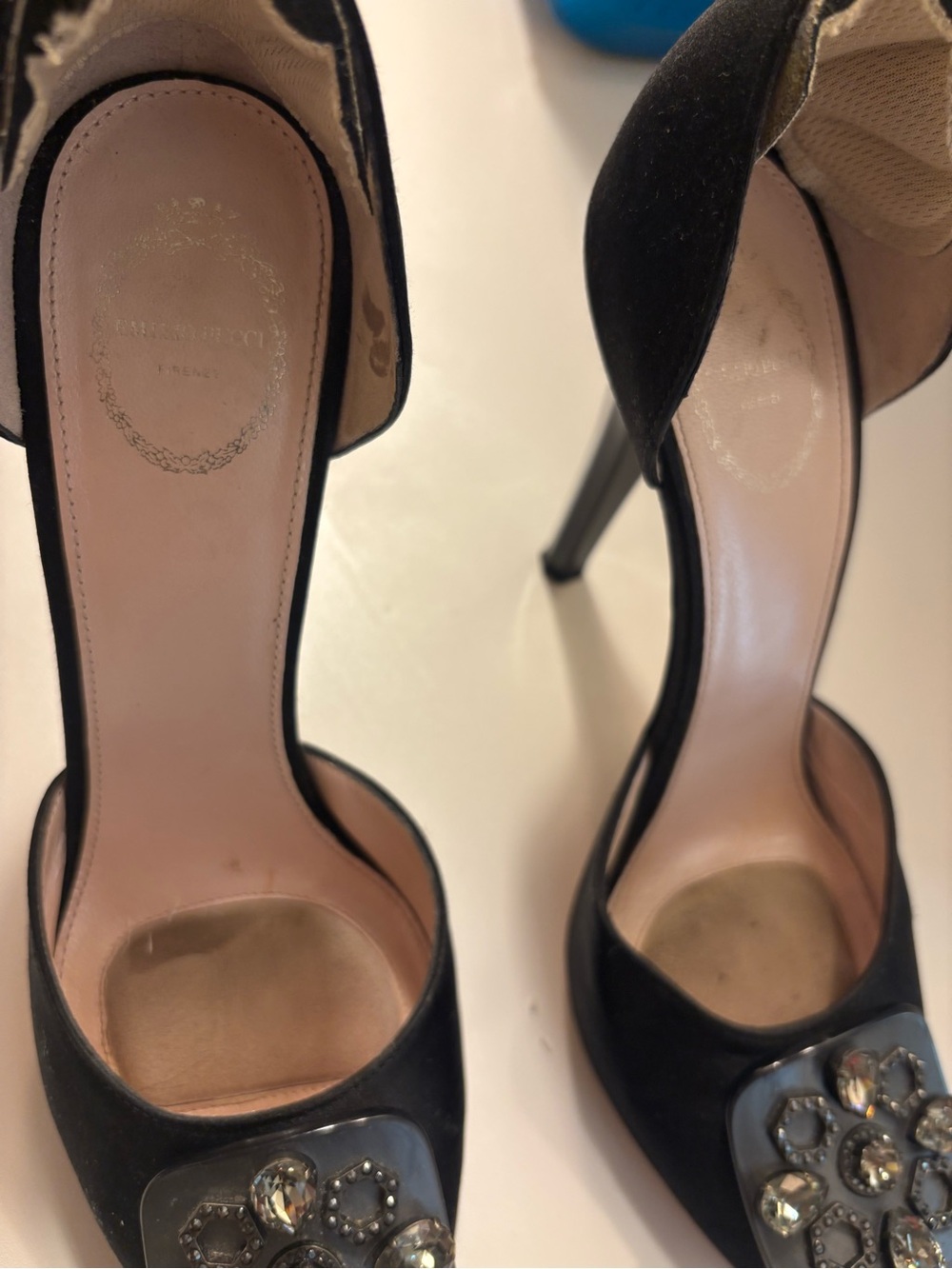 Emilio Pucci Black Jeweled D'Orsay Stiletto Pumps - Picture 5 of 7